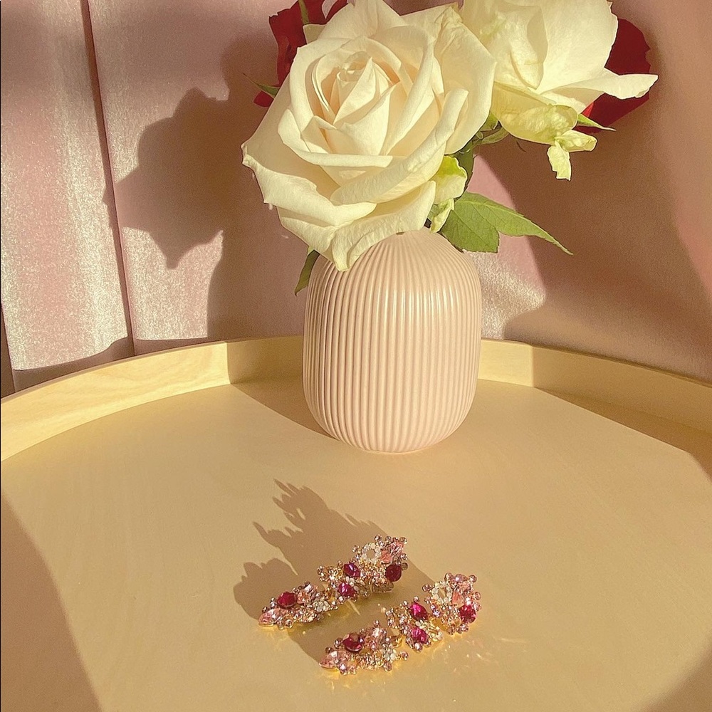 NEW Pink Gold Rhinestone Earrings